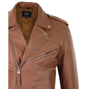 Blouson pour homme en cuir véritable style Brando Biker veste de motard marron clair - Infinity Leather - 5