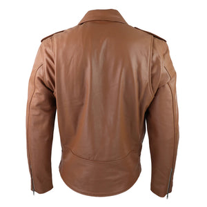 Blouson pour homme en cuir véritable style Brando Biker veste de motard marron clair - Infinity Leather - 7