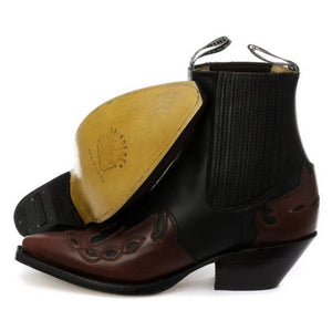 Stivali Bassi Texani a Punta da Uomo in Vera Pelle Casual Cowboy Arizona - Marrone - Grinders - 2