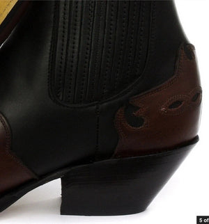 Stivali Bassi Texani a Punta da Uomo in Vera Pelle Casual Cowboy Arizona - Marrone - Grinders - 5