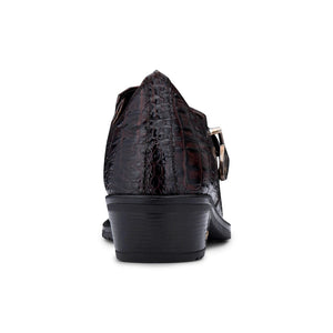 Chaussures pour homme cuir véritable style Western croco boucle métallique talon cubain Winklepickers - Noir - Etor - 10