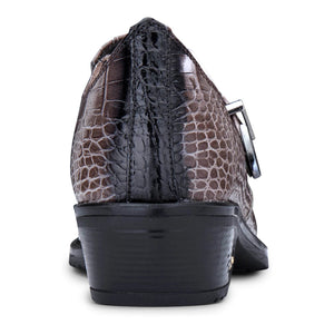 Chaussures pour homme cuir véritable style Western croco boucle métallique talon cubain Winklepickers - Marron - Etor - 5