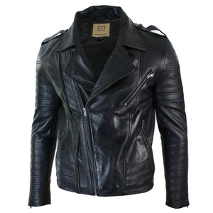 Herren-Bikerjacke mit Kreuzreißverschluss schwarzes Leder Urban - Aviatrix - 3