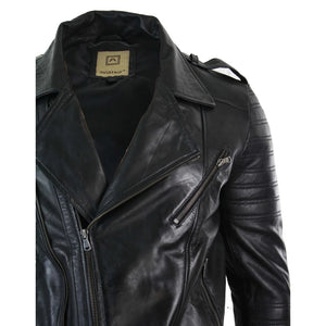 Herren-Bikerjacke mit Kreuzreißverschluss schwarzes Leder Urban - Aviatrix - 5