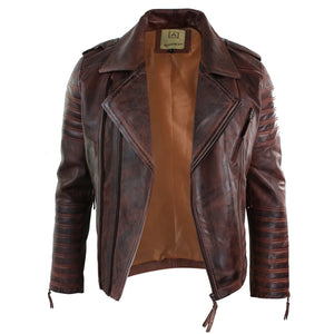 Herren-Bikerjacke mit Kreuzreißverschluss schwarzes Leder Urban - Holz - Aviatrix - 10