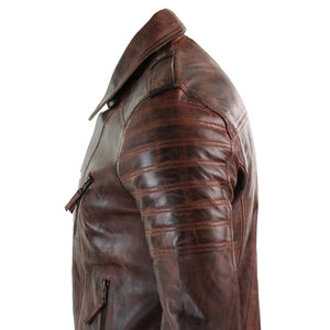Herren-Bikerjacke mit Kreuzreißverschluss schwarzes Leder Urban - Holz - Aviatrix - 12