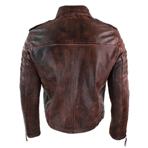 Herren-Bikerjacke mit Kreuzreißverschluss schwarzes Leder Urban - Holz - Aviatrix - 13