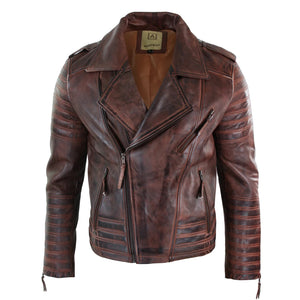 Herren-Bikerjacke mit Kreuzreißverschluss schwarzes Leder Urban - Holz - Aviatrix - 6
