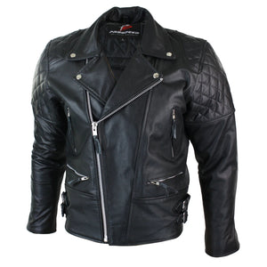 Herren-Bikerjacke mit Kreuzreißverschluss CE-Rüstung Motorradschutz Leder - Aviatrix - 2