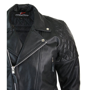 Herren-Bikerjacke mit Kreuzreißverschluss CE-Rüstung Motorradschutz Leder - Aviatrix - 3