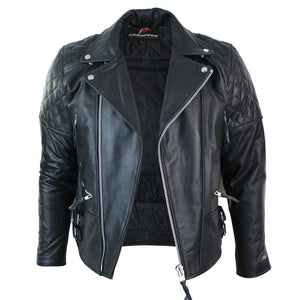 Herren-Bikerjacke mit Kreuzreißverschluss CE-Rüstung Motorradschutz Leder - Aviatrix - 5