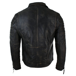 Giacca Aderente da Uomo in Vera Pelle e Zip Laterale Biker Brando retro Vintage - Oro - Infinity Leather - 21