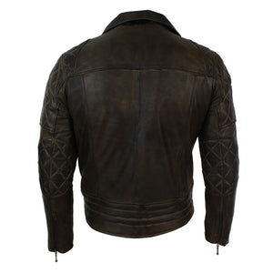 Chaqueta de cuero punk rock de bicicletas marrones de cross cross masculinos - Marrón - Aviatrix - 7