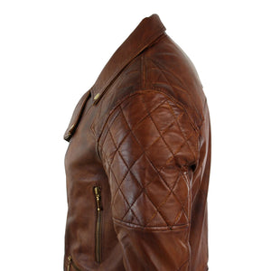 Chaqueta de cuero punk rock de bicicletas marrones de cross cross masculinos - Madera - Aviatrix - 10