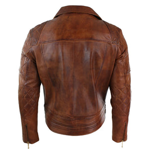 Chaqueta de cuero punk rock de bicicletas marrones de cross cross masculinos - Madera - Aviatrix - 11
