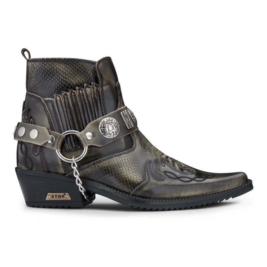 Herrenstiefel Cowboy Reiter Design Knöchelboots Vintage Tanzen Still - Schwarz - Etor - 1