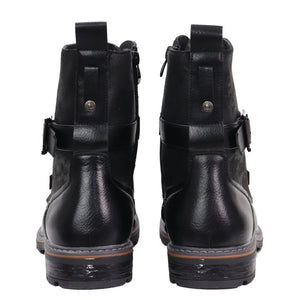 Mens Distressed PU Leather Boots - Black - Elong - 4