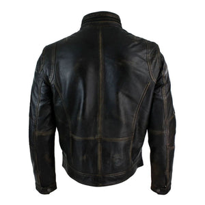 Men's Distressed Ruboff Black Brown Military Leather Jacket - Infinity Leather - 4