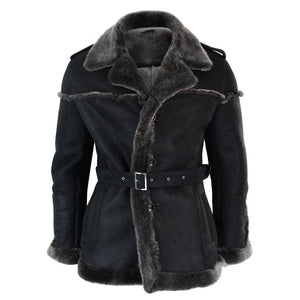 Giacca da Uomo in Vera Pelle di Montone Sherling Doppio Petto con Cintura - Infinity Leather - 1