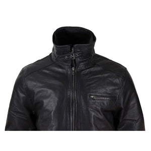 Giacca Invernale da Uomo stile Safari con Doppia Cerniera e in Vera Pelle - Nero - Infinity Leather - 3