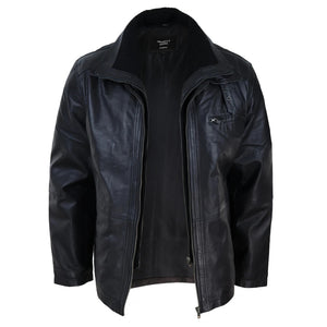 Giacca Invernale da Uomo stile Safari con Doppia Cerniera e in Vera Pelle - Nero - Infinity Leather - 4