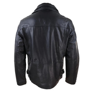 Giacca Invernale da Uomo stile Safari con Doppia Cerniera e in Vera Pelle - Nero - Infinity Leather - 5