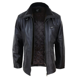 Giacca Invernale da Uomo stile Safari con Doppia Cerniera e in Vera Pelle - Marrone - Infinity Leather - 10