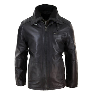 Giacca Invernale da Uomo stile Safari con Doppia Cerniera e in Vera Pelle - Marrone - Infinity Leather - 6