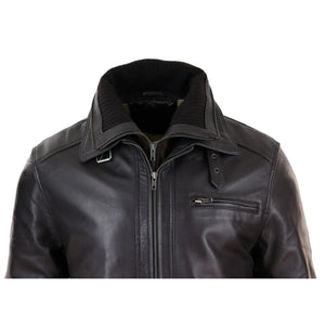 Giacca Invernale da Uomo stile Safari con Doppia Cerniera e in Vera Pelle - Marrone - Infinity Leather - 8