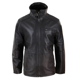 Giacca Invernale da Uomo stile Safari con Doppia Cerniera e in Vera Pelle - Marrone - Infinity Leather - 9