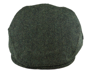 Men's Flat Cap Wool Herringbone Tweed Classic 1920s Unisex Del Boy - Olive - Major - 2