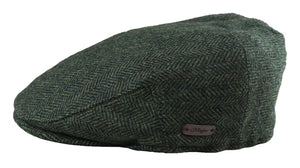 Men's Flat Cap Wool Herringbone Tweed Classic 1920s Unisex Del Boy - Olive - Major - 3