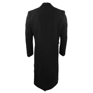 Men's Full Length Overcoat Mac Jacket Wool Feel Charcoal Black 1920s Blinders - TruClothing.com - 6