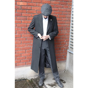 Men's Full Length Overcoat Mac Jacket Wool Feel Charcoal Black 1920s Blinders - TruClothing.com - 8