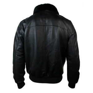 Giacca Nera o Marrone da Uomo Bomber in Vera Pelle e Colletto in Pelliccia - Nero - Infinity Leather - 5