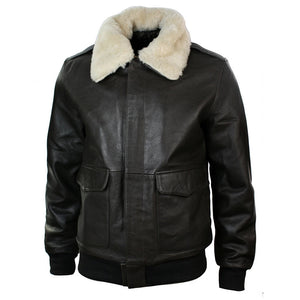 Giacca Nera o Marrone da Uomo Bomber in Vera Pelle e Colletto in Pelliccia - Infinity Leather - 7