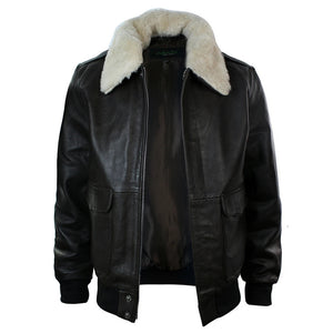 Giacca Nera o Marrone da Uomo Bomber in Vera Pelle e Colletto in Pelliccia - Infinity Leather - 8