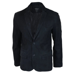 Mens Genuine Suede Blazer Style Jacket Leather Mens Classic VIntage Smart Casual - Black - Infinity Leather - 2