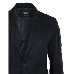 Mens Genuine Suede Blazer Style Jacket Leather Mens Classic VIntage Smart Casual - Black - Infinity Leather - 3
