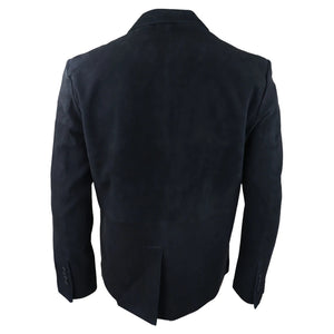 Mens Genuine Suede Blazer Style Jacket Leather Mens Classic VIntage Smart Casual - Black - Infinity Leather - 4