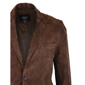 Mens Genuine Suede Blazer Style Jacket Leather Mens Classic VIntage Smart Casual - Brown - Infinity Leather - 7
