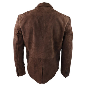 Mens Genuine Suede Blazer Style Jacket Leather Mens Classic VIntage Smart Casual - Brown - Infinity Leather - 8