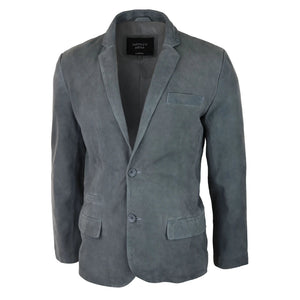 Mens Genuine Suede Blazer Style Jacket Leather Mens Classic VIntage Smart Casual - Grey - Infinity Leather - 10