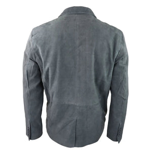Mens Genuine Suede Blazer Style Jacket Leather Mens Classic VIntage Smart Casual - Grey - Infinity Leather - 12