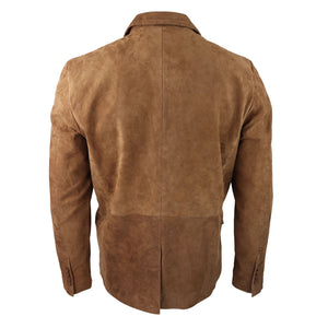 Mens Genuine Suede Blazer Style Jacket Leather Mens Classic VIntage Smart Casual - Tan - Infinity Leather - 16
