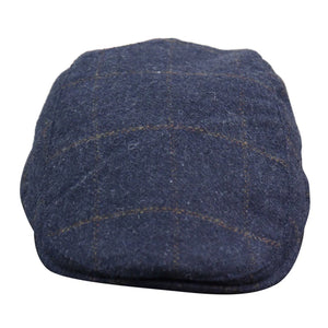 Cappello Piatto da Uomo 8 Pannelli Tweed Vintage Classico Elegante anni '20 - Blu Scuro - House of Cavani - 2