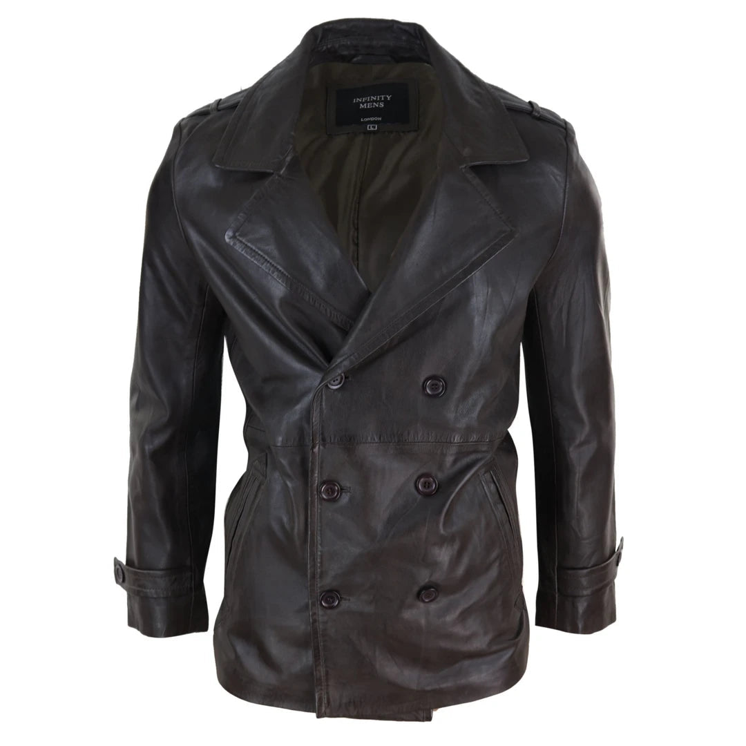 Giacca Lunga da Uomo Giaccone Marinaio a Doppio Petto Classico Sherlock - Infinity Leather - 1