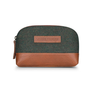 Sac trousse de toilette pour homme cuir et tweed fermeture éclair style classique British - vert - tweed TU - TruClothing.com - 1