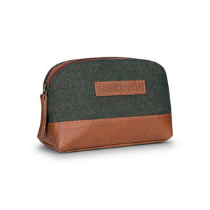 Sac trousse de toilette pour homme cuir et tweed fermeture éclair style classique British - vert - tweed TU - TruClothing.com - 2