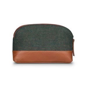 Sac trousse de toilette pour homme cuir et tweed fermeture éclair style classique British - vert - tweed TU - TruClothing.com - 3